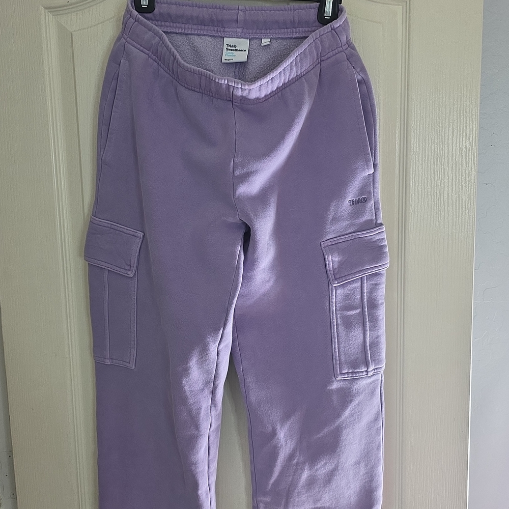 TNA Lavender Cargo Straight Leg Pants